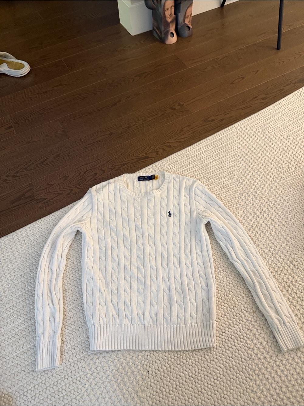 Ralph Lauren Cream Cable Knit Crewneck Sweater
